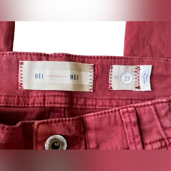 HEI HEI Pants 25 Anthropologie rust skinny cargo pockets red orange stretch - Picture 8 of 13